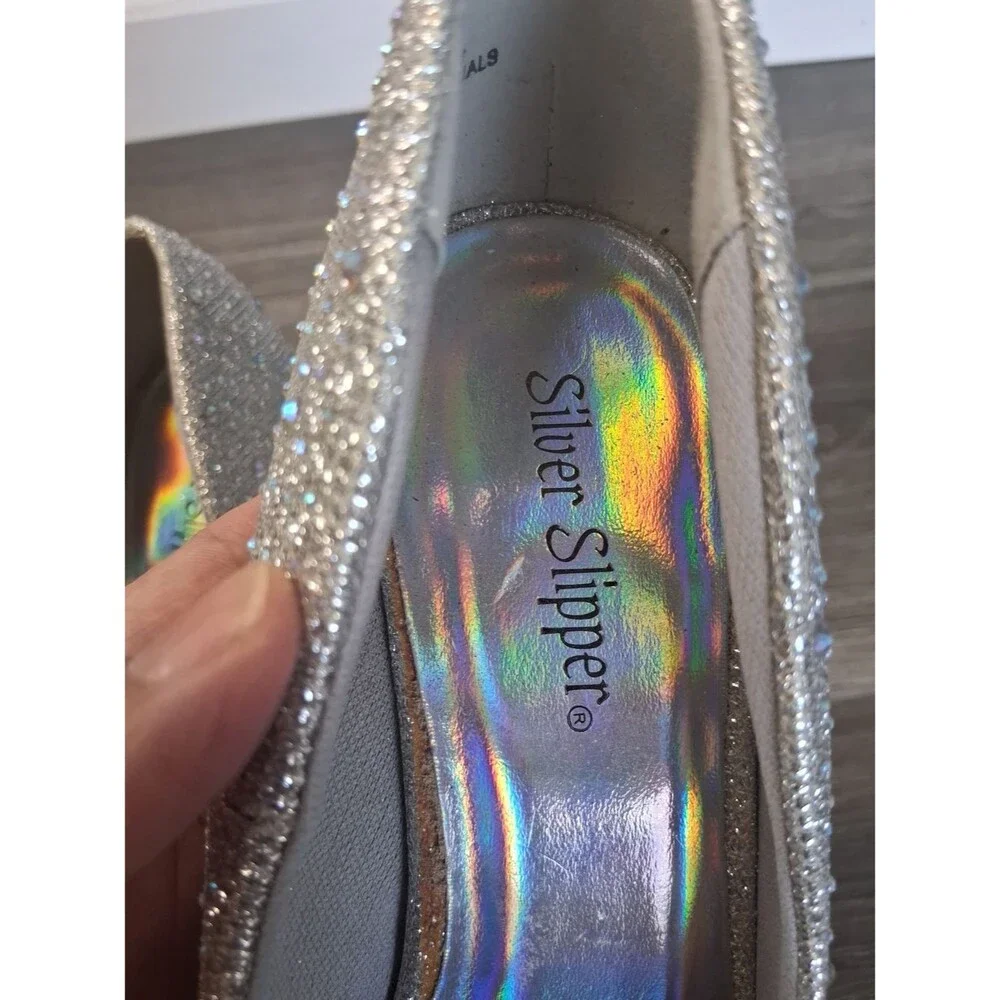 Silver Glitter High Heel Pumps by - Sparkle Evening Heels 7M